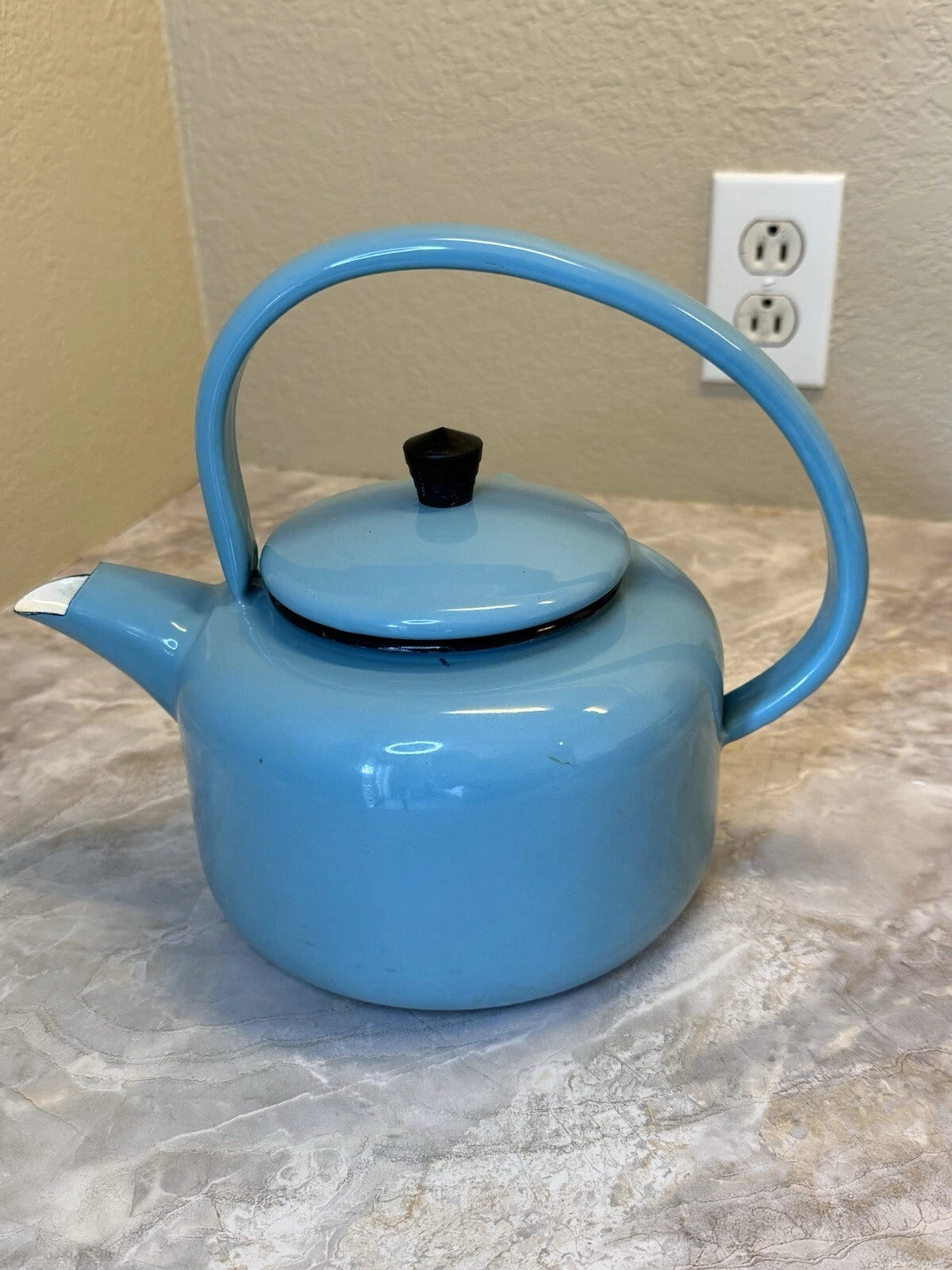 Aubecq Vintage Blue Enamel Teapot made in France | eBay