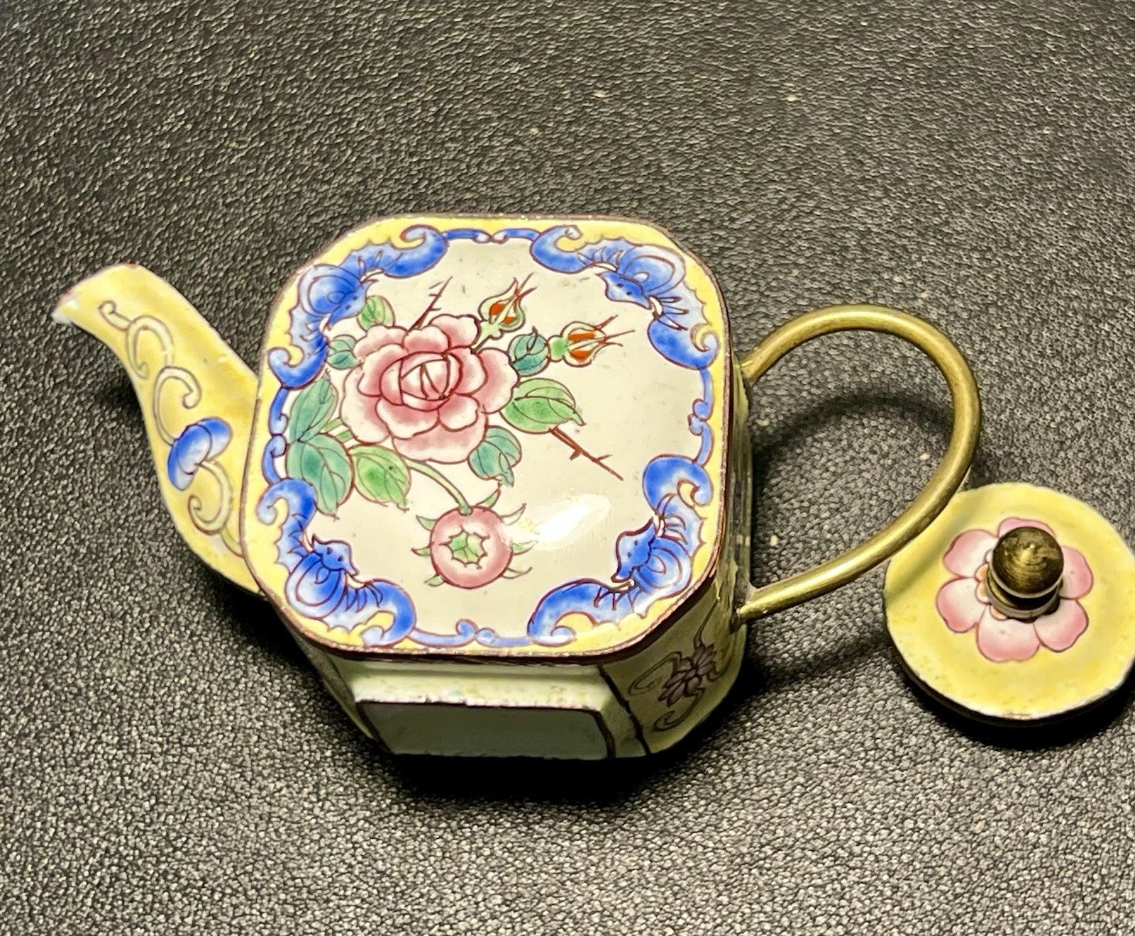 Chinemel 1990s B. Yee Miniature Teapot Copper & Painted Flowers, 3.75x3" | eBay