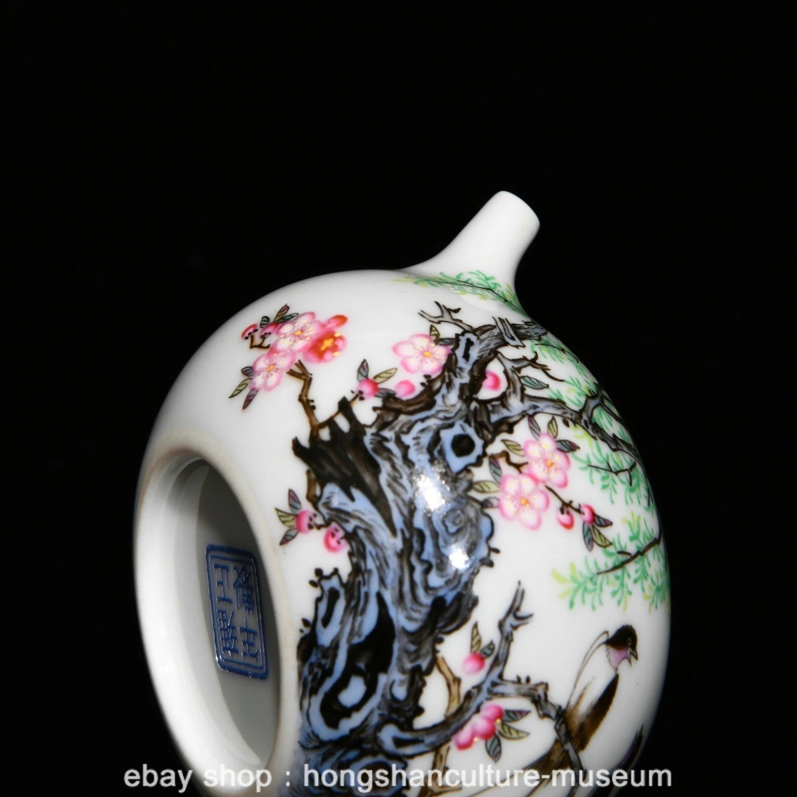 2.8" Old Chinese Yongzheng Marked Enamel Porcelain Willow Swallow Teapot