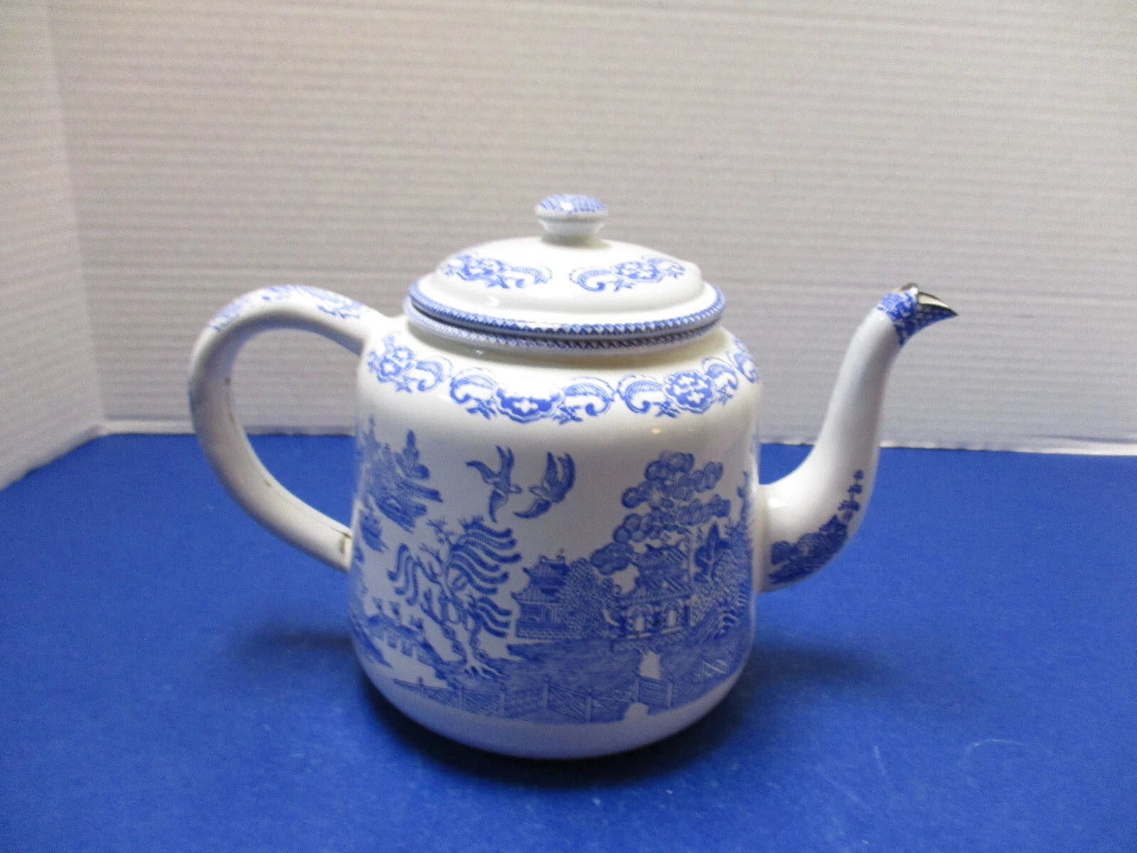 Antique Enamelware Blue Willow Tea Kettle Teapot | eBay