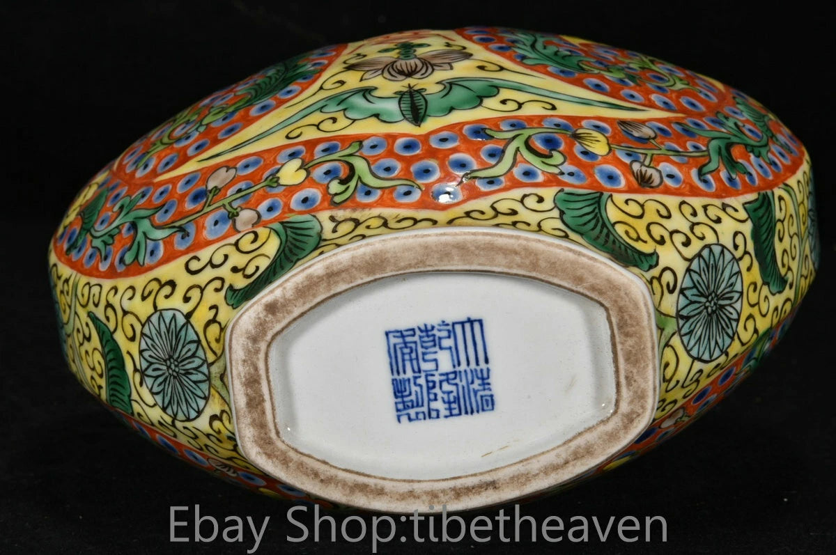 6.8" Qianlong Old China Enamel Porcelain Palace Flower Bat Lid Teapot Teakettle