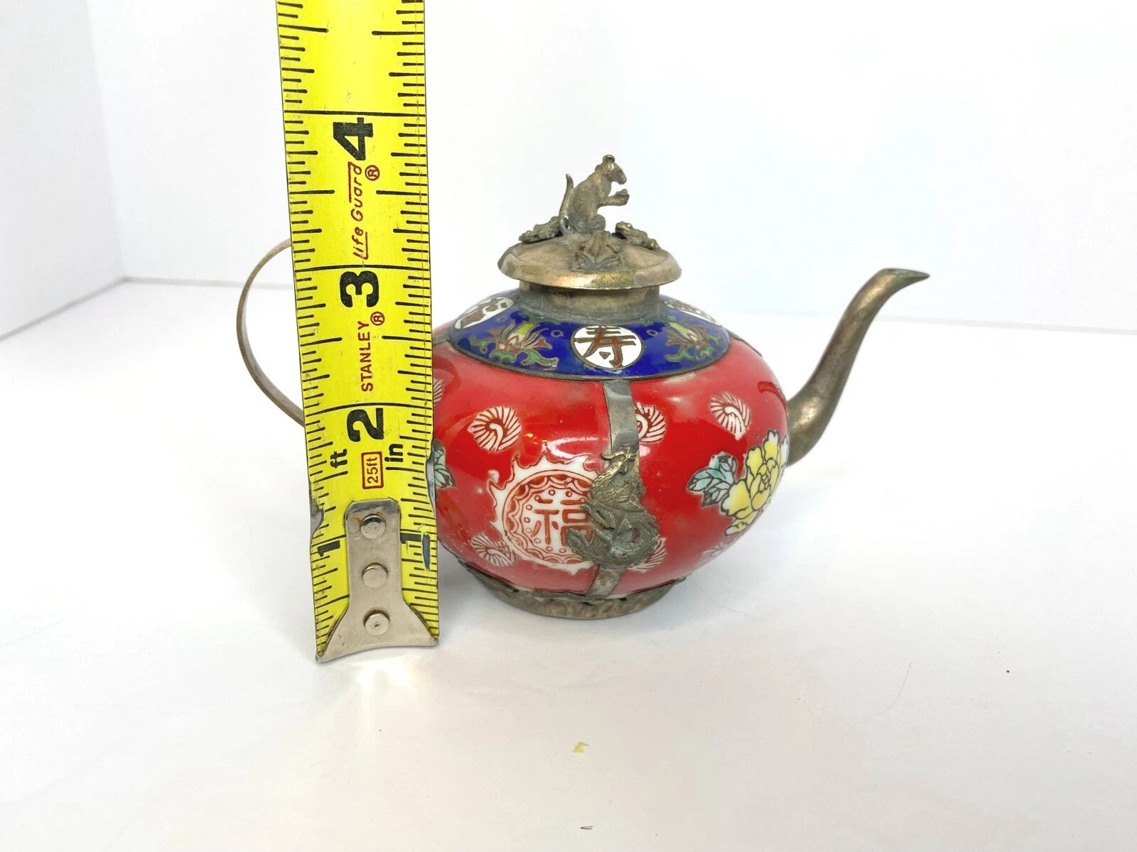 Antique Chinese Tibet-Silver Porcelain & Cloisonné Enamel Tea Pot hand painted | eBay