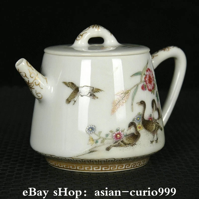4.3'' Yongzheng Dynasty Enamel Colour Porcelain Gilt Duck Wine Tea Pot Flagon