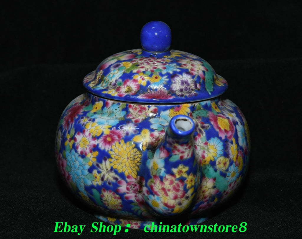 5.5'' Old Qing Qianlong Enamel Colour Porcelain Gilt Portable Teapot Teakettle