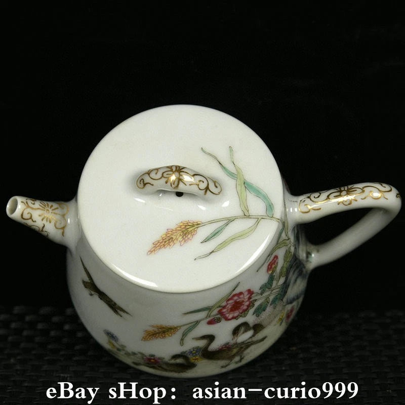 4.3'' Yongzheng Dynasty Enamel Colour Porcelain Gilt Duck Wine Tea Pot Flagon