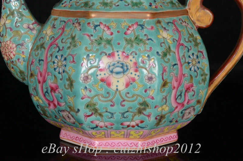 7" Yongzheng Marked Old China Colour Enamel Porcelain Palace Flower Teapot