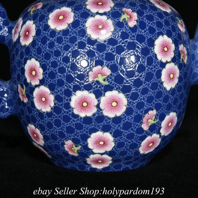 7.6" Qianlong Marked Chinese Colour enamels Porcelain Flower Teapot Kettle