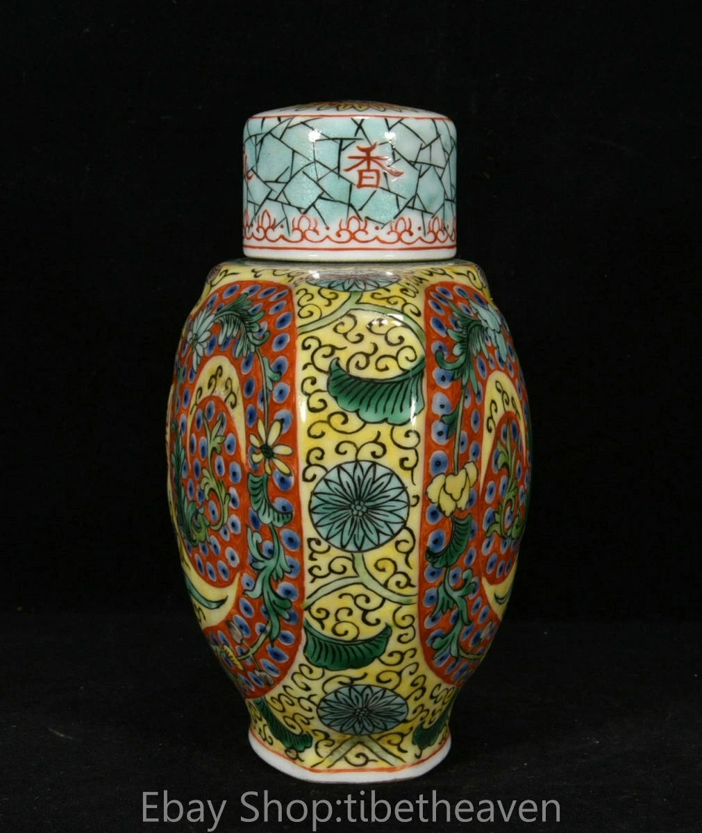 6.8" Qianlong Old China Enamel Porcelain Palace Flower Bat Lid Teapot Teakettle