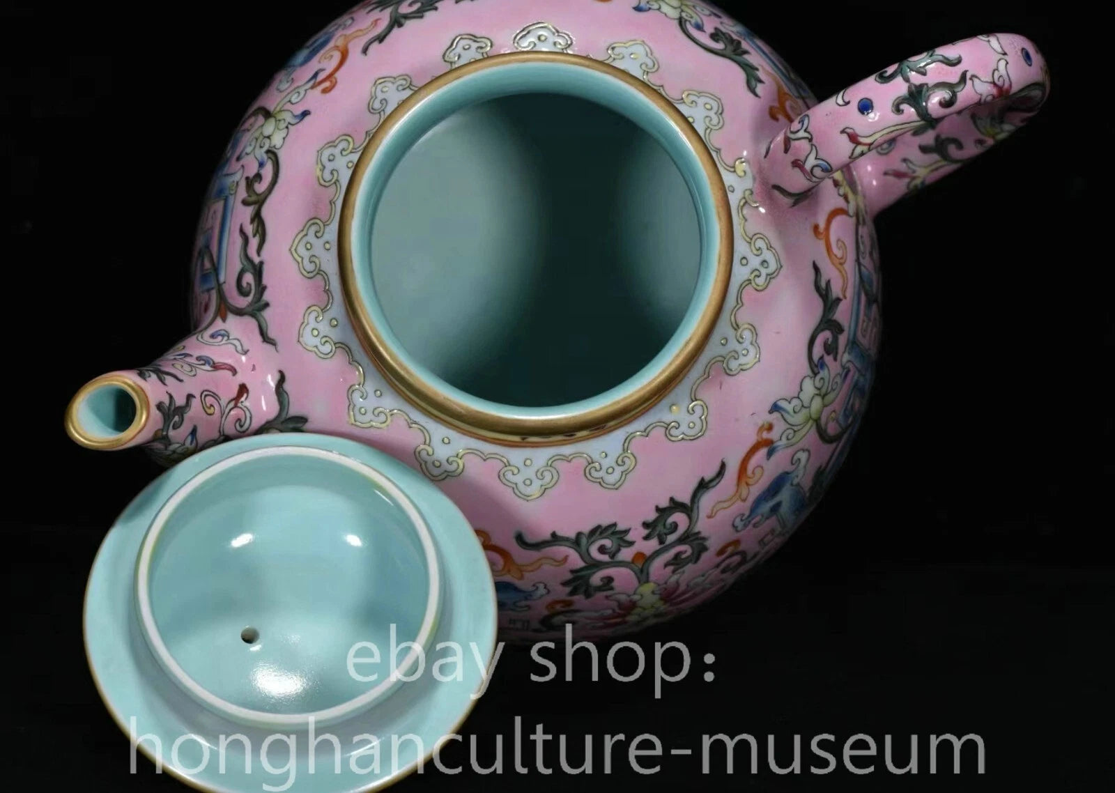7" Qing Qianlong Marked Enamel Colour Gilt Porcelain Flower Wine Tea Pot Flagon