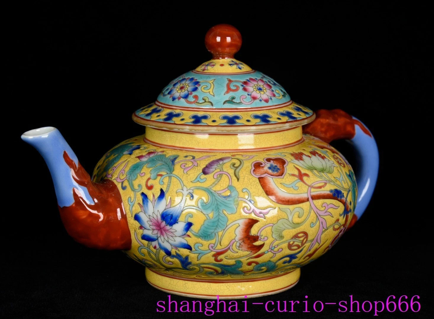 8"China Qing Dynasty Yongzheng enamel porcelain fushou ruyi grain Tea set Teapot | eBay