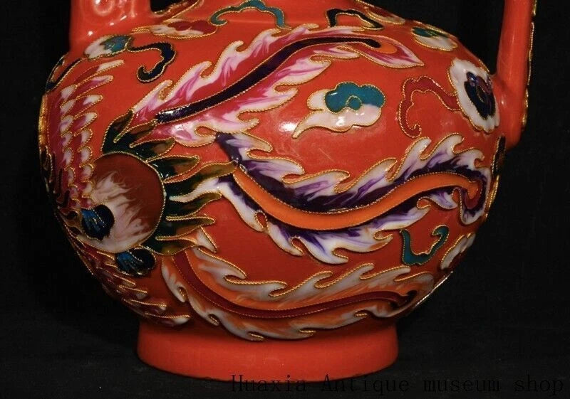 7.4"Song Dynasty ru kiln Red Glaze porcelain Cloisonne enamel Flagon Tea Pot | eBay