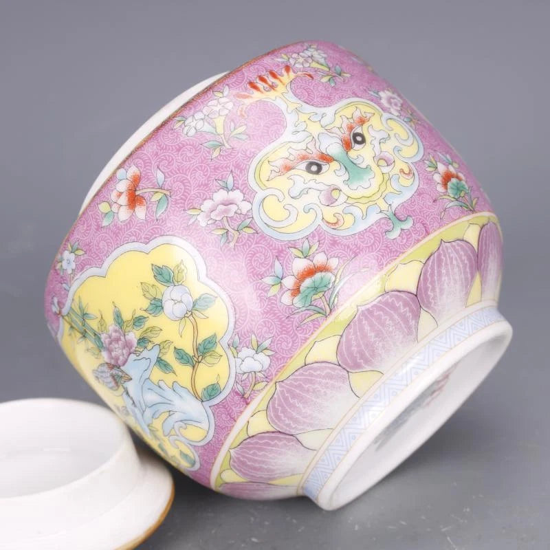 3.9" Chinese Colour Enamels Porcelain Flower Animal Bird Caddy Tea Pot | eBay