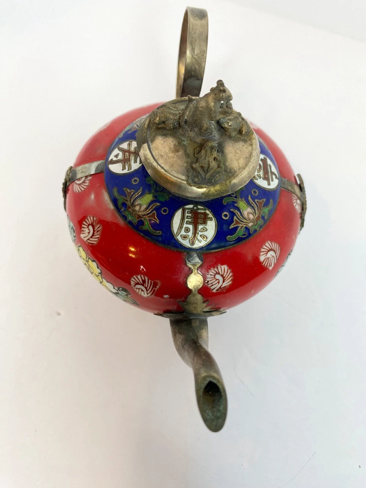Antique Chinese Tibet-Silver Porcelain & Cloisonné Enamel Tea Pot hand painted | eBay
