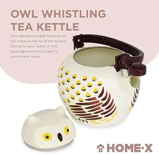 Whistling Hooting Teapot Owl Bird Tea Kettle Stove Top Pot Porcelain