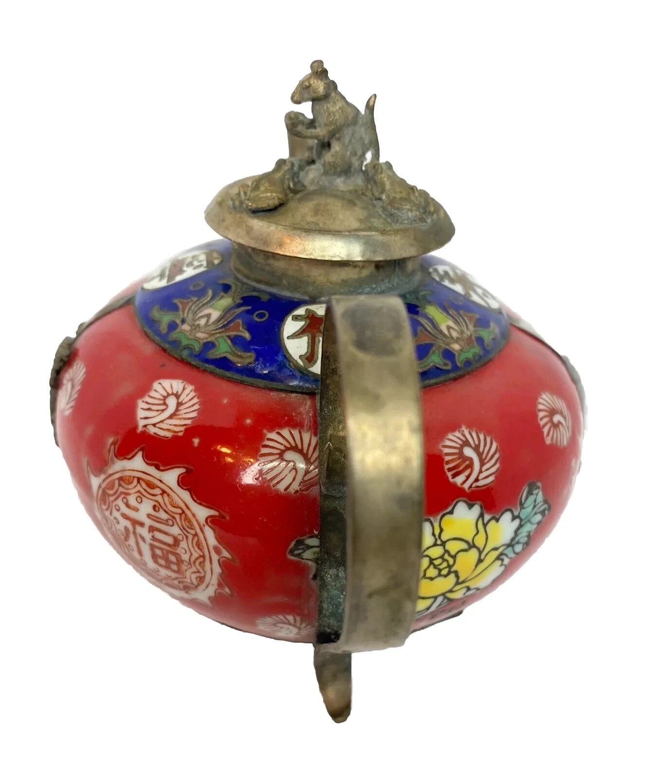 Antique Chinese Tibet-Silver Porcelain & Cloisonné Enamel Tea Pot hand painted | eBay