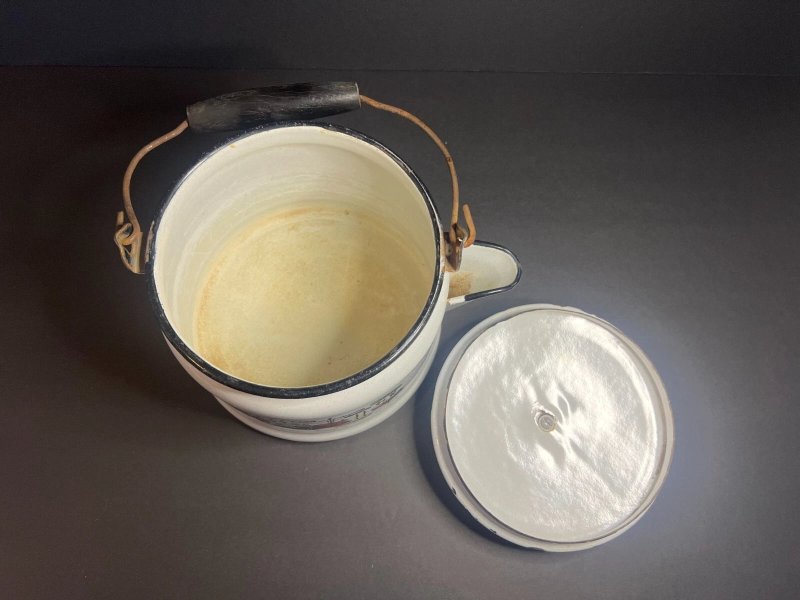 Vintage MCM 1950s Rare Thanksgiving Themed White Enamel Tea Kettle Pot w/ Handle | eBay