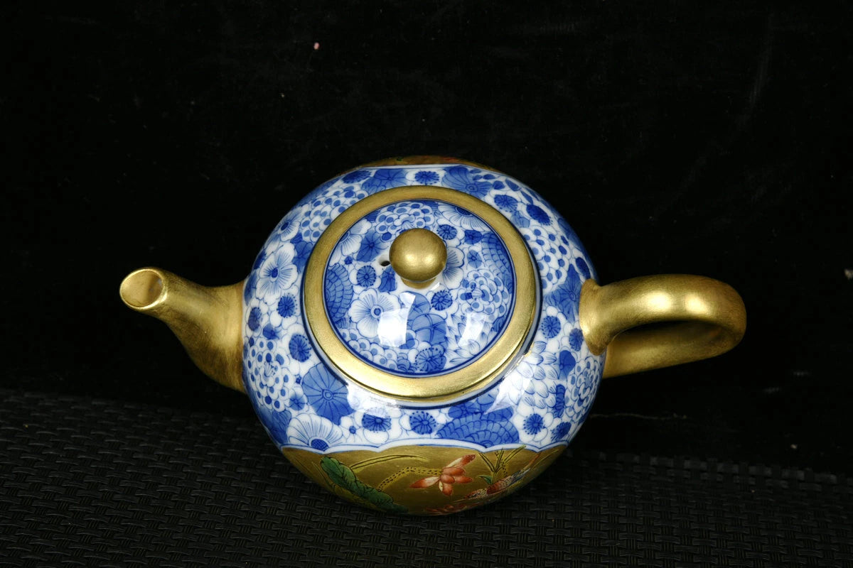 5.5" Antique dynasty Porcelain qianlong mark colour enamels flowers bird Teapot