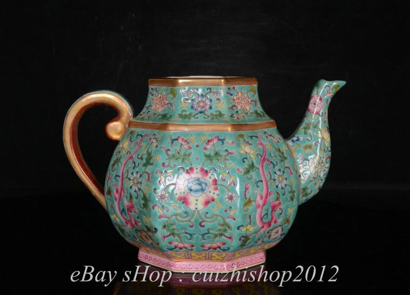 7" Yongzheng Marked Old China Colour Enamel Porcelain Palace Flower Teapot