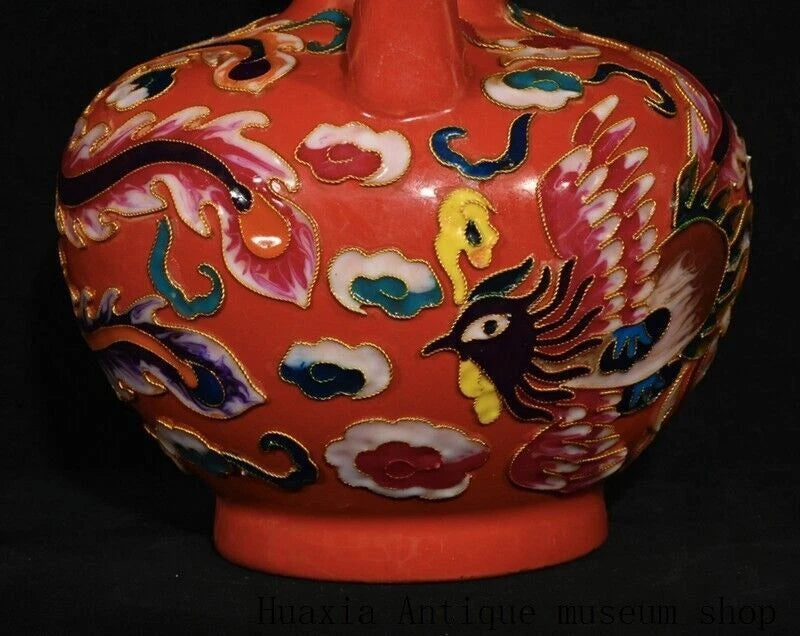 7.4"Song Dynasty ru kiln Red Glaze porcelain Cloisonne enamel Flagon Tea Pot | eBay