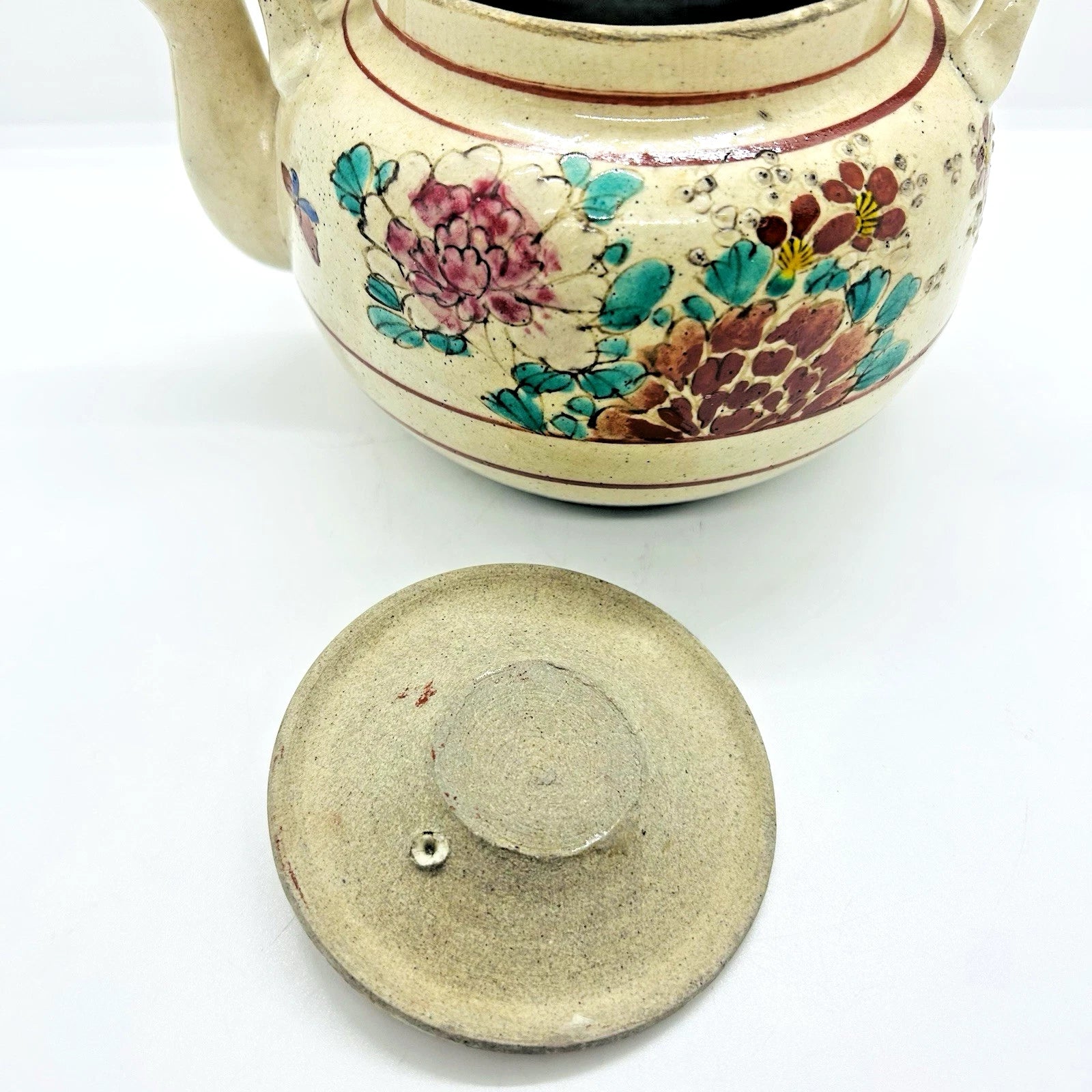 Antique Japanese Yellow Ware Ceramic Famille Rose Raised Enamel Teapot | eBay