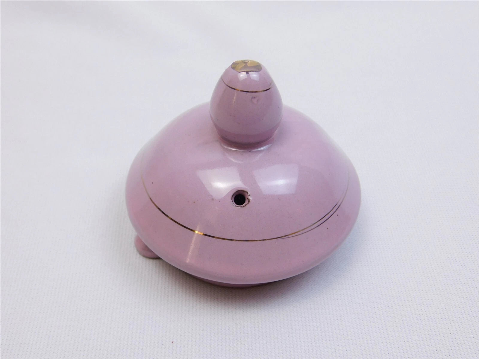 Vtg Pink Gold Glazed REDWARE Teapot Butterfly Enamel Moriage Hand Painted 7"