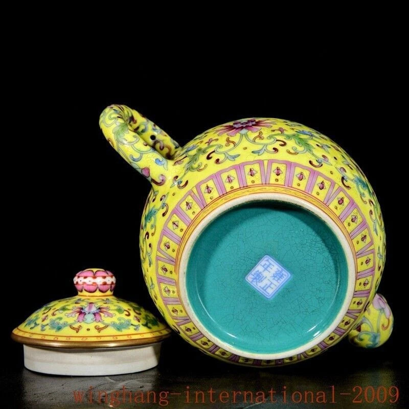 6.8"China Qing Dynasty enamel porcelain flowers pattern Tea makers Tea Pot