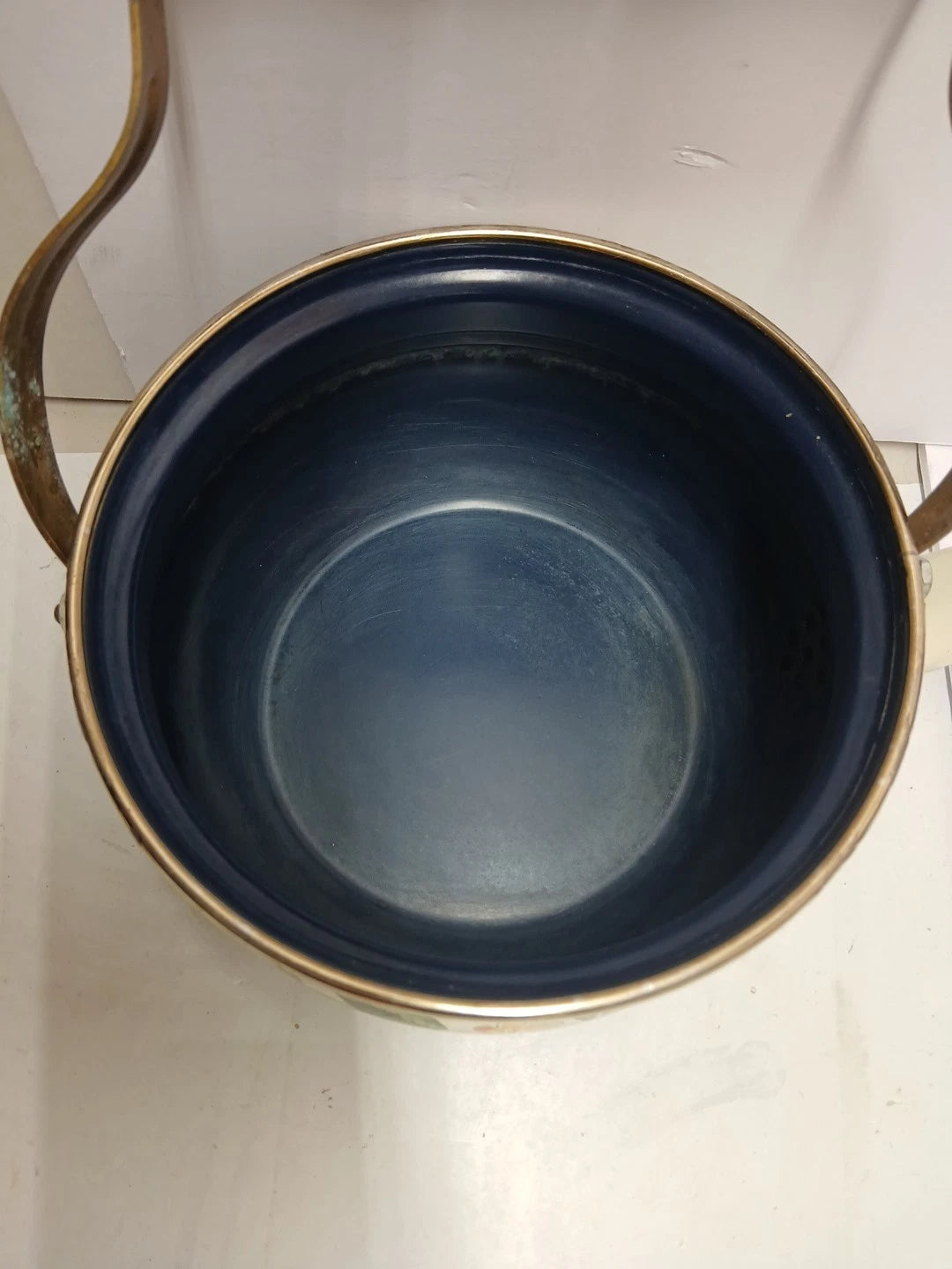 1960’s ASTA Enamelware Teapot Brass Handles Floral West Germany
