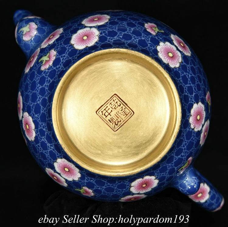 7.6" Qianlong Marked Chinese Colour enamels Porcelain Flower Teapot Kettle