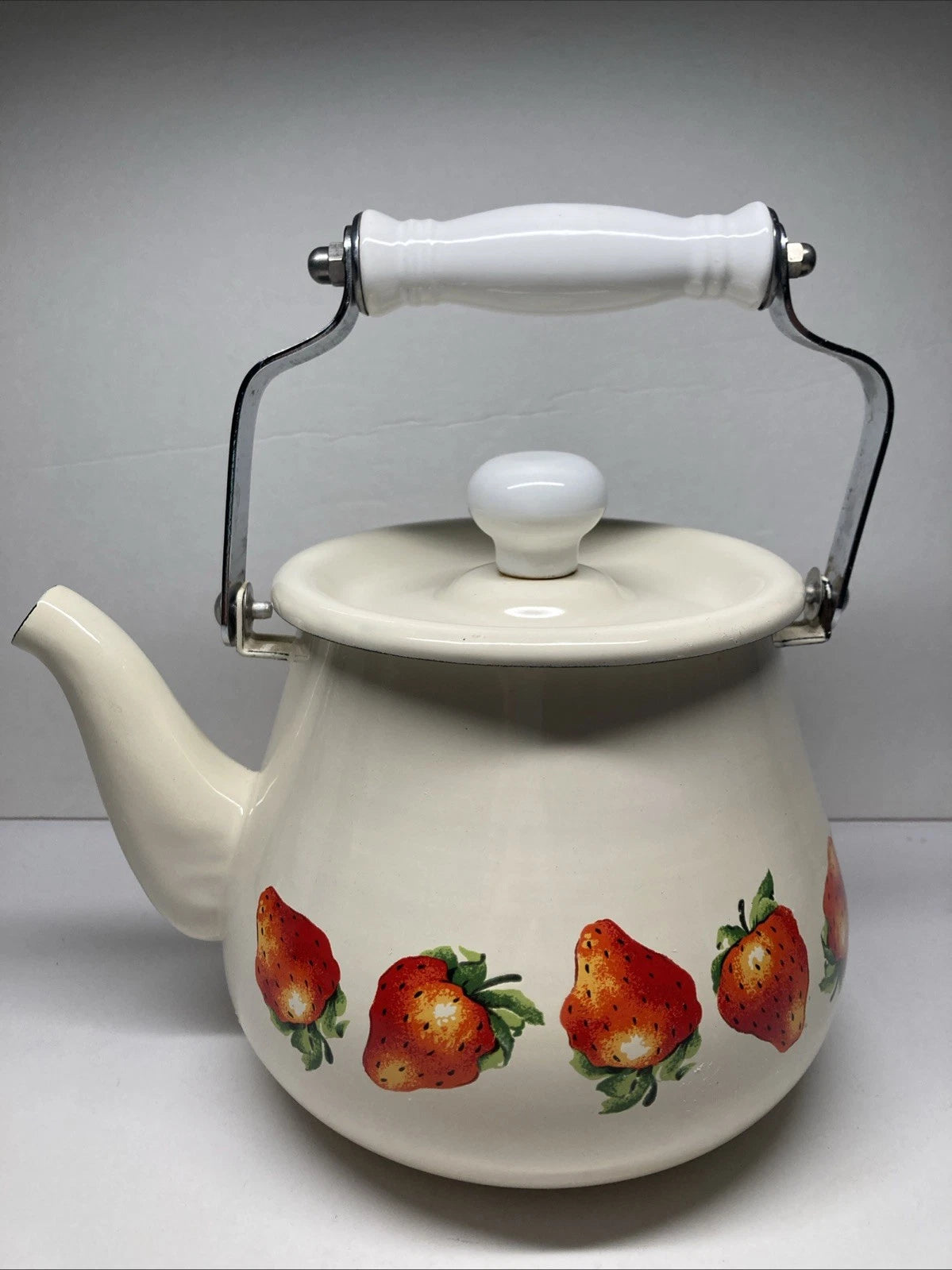 Kobe Strawberry Design Enamel Tea Kettle 2 qt. Porcelain On Steel | eBay
