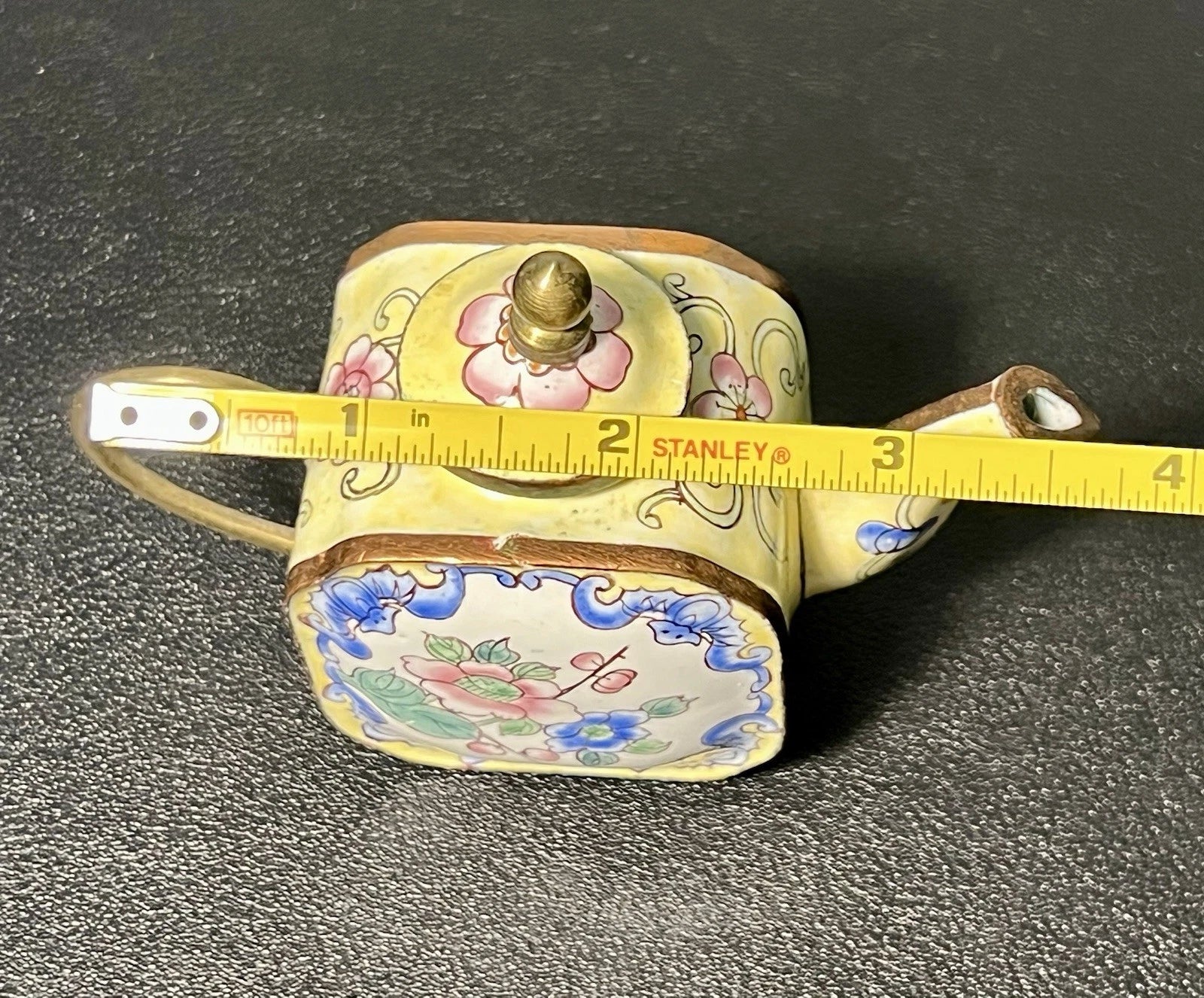 Chinemel 1990s B. Yee Miniature Teapot Copper & Painted Flowers, 3.75x3" | eBay