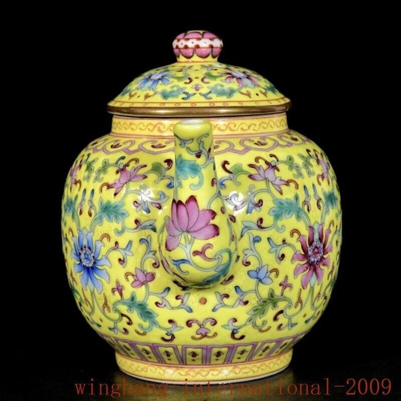 6.8"China Qing Dynasty enamel porcelain flowers pattern Tea makers Tea Pot
