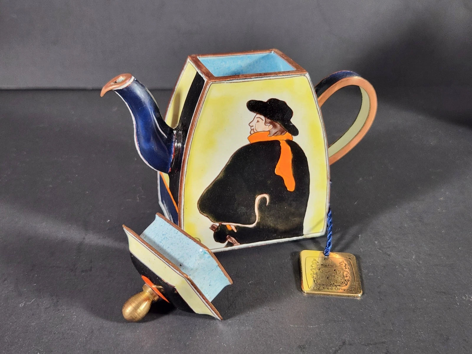 Charlotte Di Vita Enamel Teapot Toulouse Lautrec's Aristide Bruant 3" | eBay