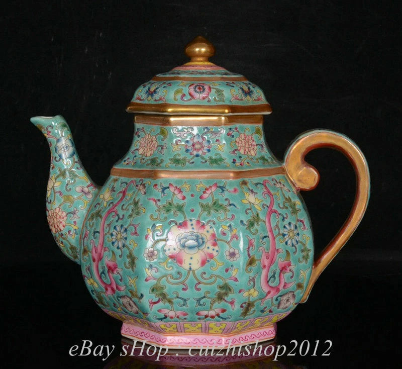 7" Yongzheng Marked Old China Colour Enamel Porcelain Palace Flower Teapot