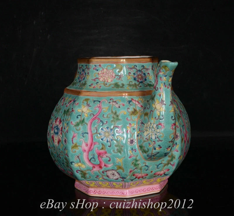 7" Yongzheng Marked Old China Colour Enamel Porcelain Palace Flower Teapot
