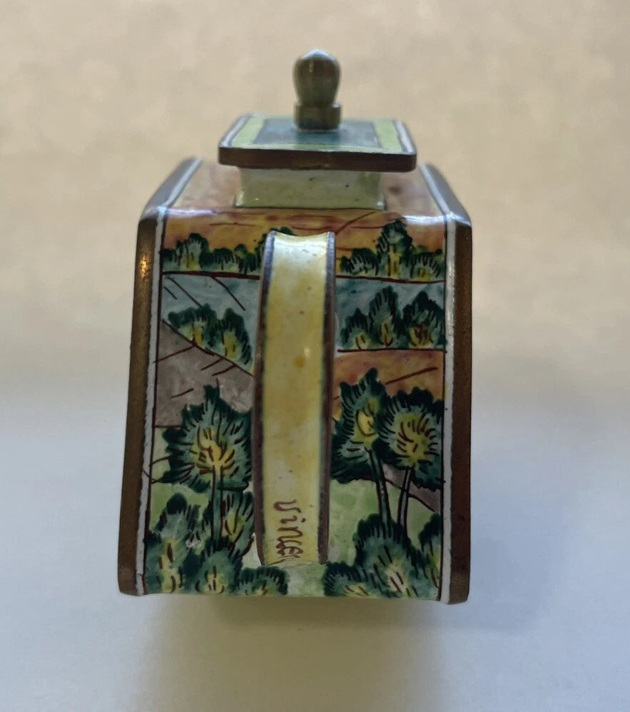 Charlotte Di Vita Enamel Mini Small Teapot Landscape Vincent Van Gogh Vintage | eBay