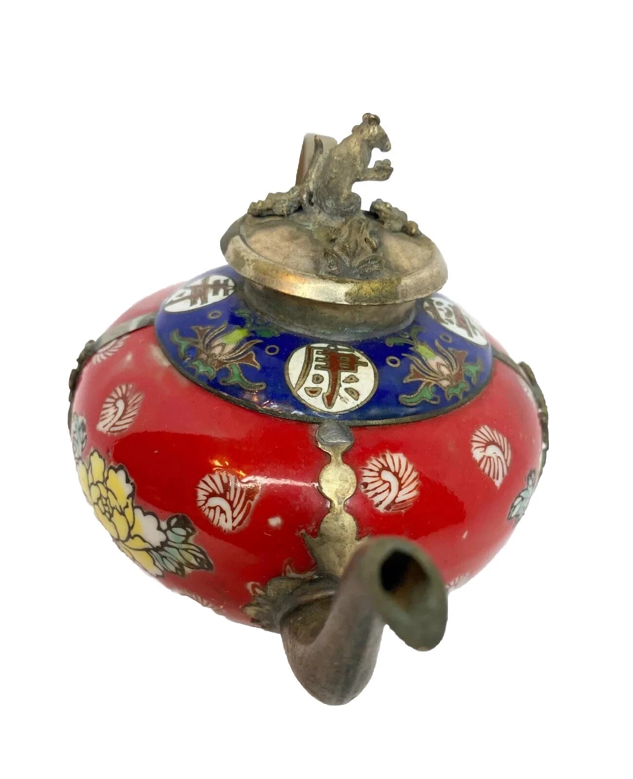 Antique Chinese Tibet-Silver Porcelain & Cloisonné Enamel Tea Pot hand painted | eBay