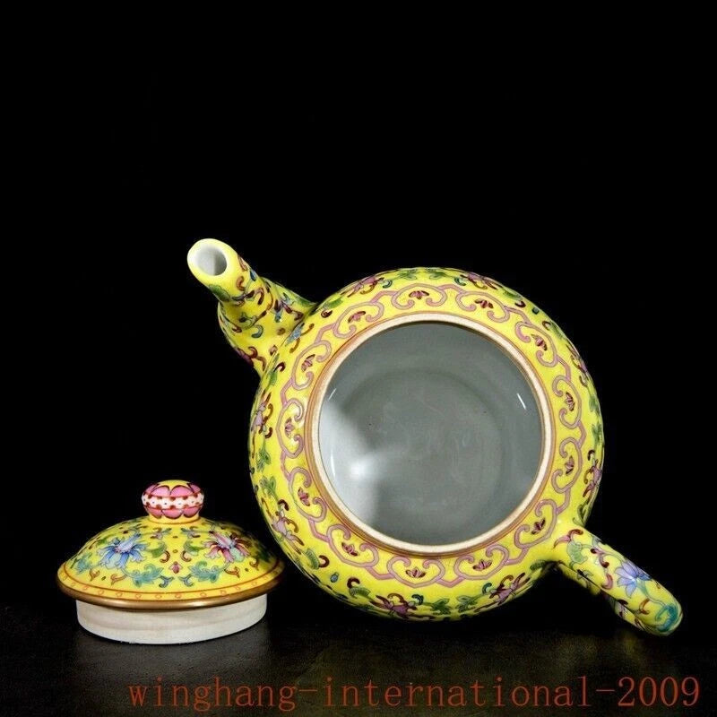 6.8"China Qing Dynasty enamel porcelain flowers pattern Tea makers Tea Pot