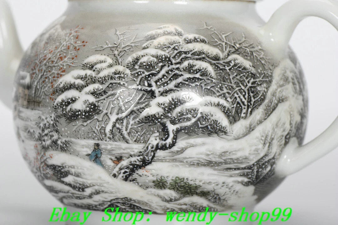 6" YongZheng Marked Colour Enamel Porcelain Snow Mountains Pine Teapot Teakettle | eBay