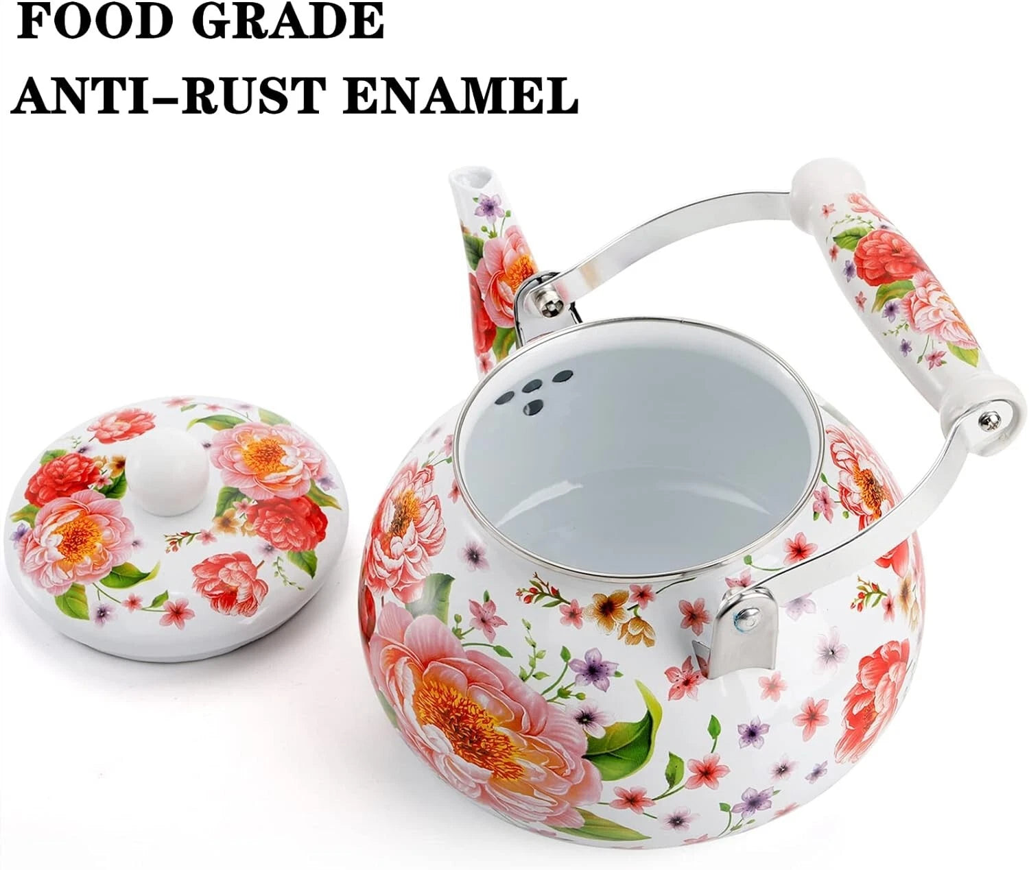 Colorful Enamel Tea Kettle - 2.6 Quart Vintage Teapot with Ceramic Cool Handle | eBay