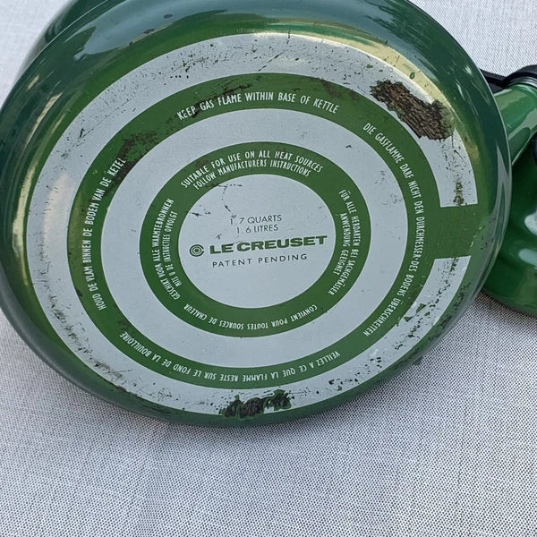 Le Creuset Vintage Tea Kettle Forest Green 1.7 quart 1.6 Liter Whistling Teapot