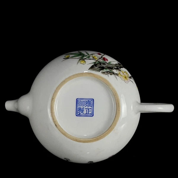 6.3" Chinese Enamel Porcelain HandPainte Exquisite Flowers&Plants Teapots