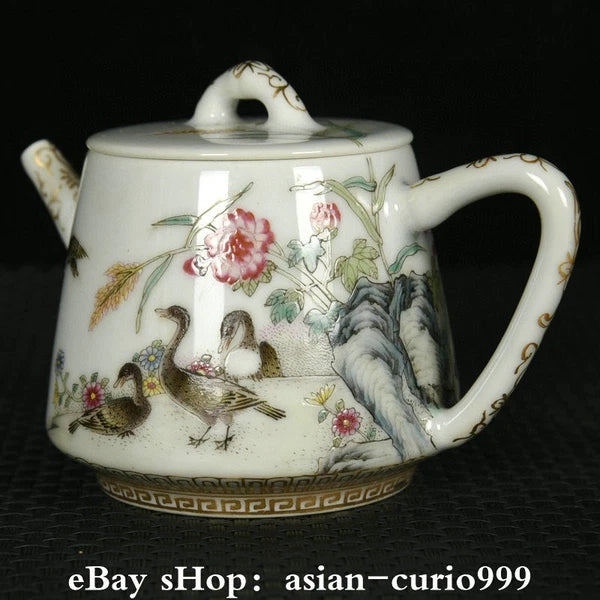 4.3'' Yongzheng Dynasty Enamel Colour Porcelain Gilt Duck Wine Tea Pot Flagon
