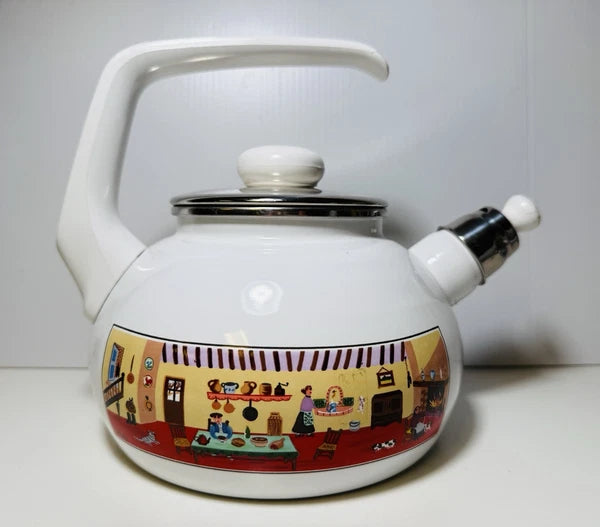 Vintage Villeroy & Boch Naif Enamel Tea Pot German Kettle Gérard Laplau Rare