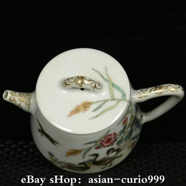 4.3'' Yongzheng Dynasty Enamel Colour Porcelain Gilt Duck Wine Tea Pot Flagon