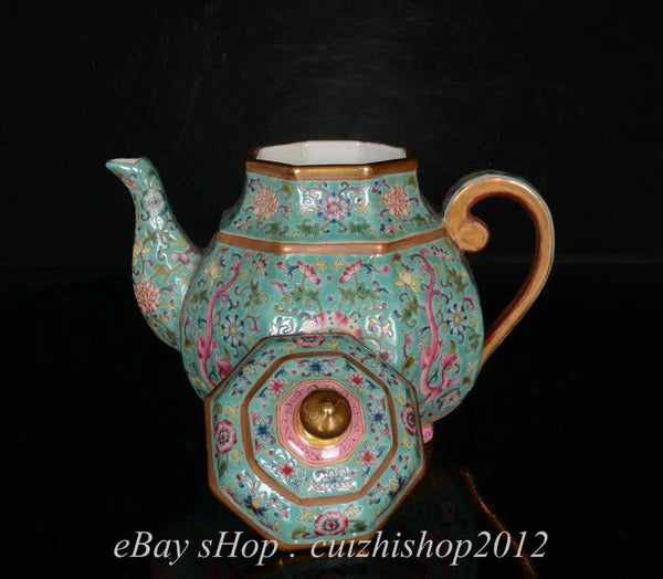 7" Yongzheng Marked Old China Colour Enamel Porcelain Palace Flower Teapot