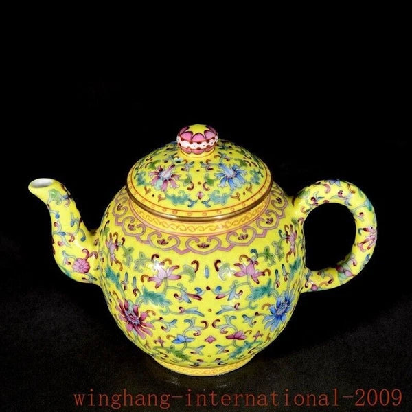 6.8"China Qing Dynasty enamel porcelain flowers pattern Tea makers Tea Pot