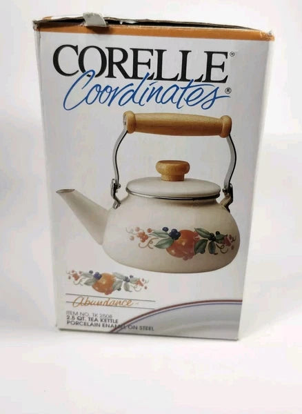 Corning Coordinates By Lincoware Porcelain Enamel Steel Teapot Vintage Decorated
