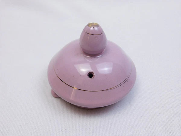 Vtg Pink Gold Glazed REDWARE Teapot Butterfly Enamel Moriage Hand Painted 7"