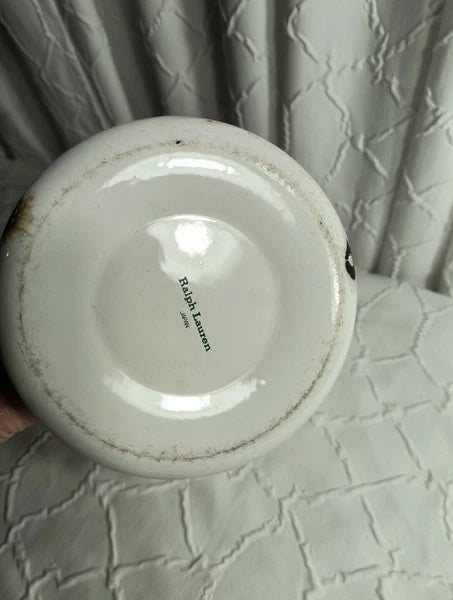 Vtg Ralph Lauren Enamel Coffee Tea Pot Tea Kettle Made In Japan Green White