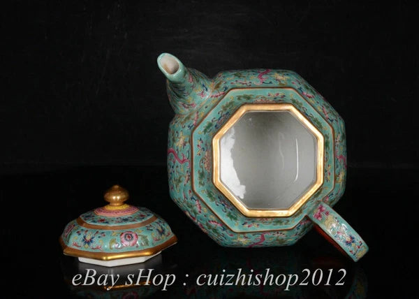 7" Yongzheng Marked Old China Colour Enamel Porcelain Palace Flower Teapot